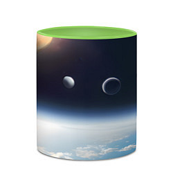 Кружка 3D Космос и планета Сатурн, цвет: 3D-белый + светло-зеленый — фото 2