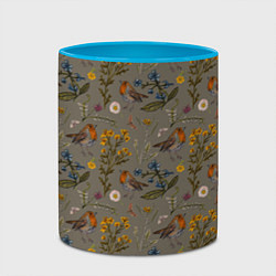 Кружка 3D Малиновки и зверобой, цвет: 3D-белый + небесно-голубой — фото 2