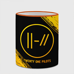 Кружка 3D Twenty One Pilots - gold gradient, цвет: 3D-оранжевый кант — фото 2