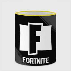 Кружка 3D Fortnite glitch на темном фоне, цвет: 3D-желтый кант — фото 2