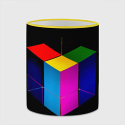 Кружка 3D Многосторонний цветной куб, цвет: 3D-желтый кант — фото 2