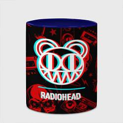 Кружка 3D Radiohead rock glitch, цвет: 3D-белый + синий — фото 2
