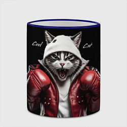 Кружка 3D Cool fighting cat, цвет: 3D-синий кант — фото 2