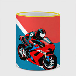 Кружка 3D Нарисованный мотоциклист, цвет: 3D-желтый кант — фото 2