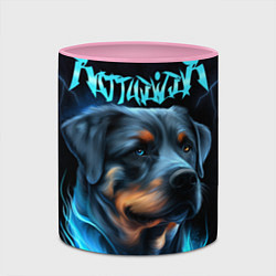 Кружка 3D Rottweiler and lightnings, цвет: 3D-белый + розовый — фото 2