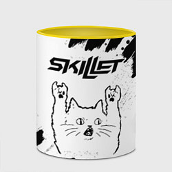 Кружка 3D Skillet рок кот на светлом фоне, цвет: 3D-белый + желтый — фото 2