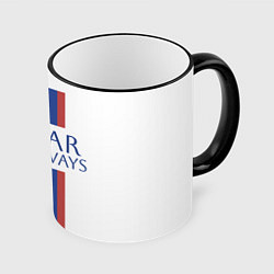 Кружка 3D Мбаппе, белая форма, цвет: 3D-черный кант