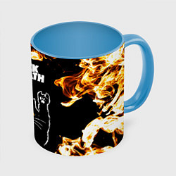 Кружка цветная Black Sabbath рок кот и огонь