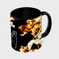 Кружка цветная Black Sabbath рок кот и огонь