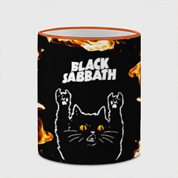 Кружка 3D Black Sabbath рок кот и огонь, цвет: 3D-оранжевый кант — фото 2