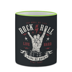 Кружка 3D Rock and roll - жест козы, цвет: 3D-светло-зеленый кант — фото 2