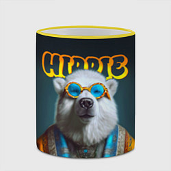Кружка 3D Хиппи белый медведь, цвет: 3D-желтый кант — фото 2