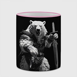 Кружка 3D Белый медведь воин, цвет: 3D-розовый кант — фото 2