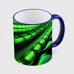 Кружка 3D Green neon abstract, цвет: 3D-синий кант