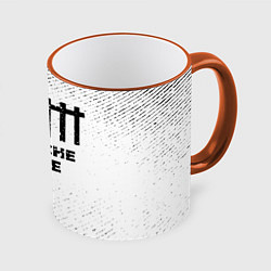 Кружка 3D Depeche Mode с потертостями на светлом фоне, цвет: 3D-оранжевый кант