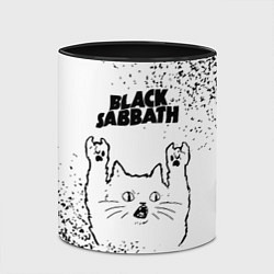 Кружка 3D Black Sabbath рок кот на светлом фоне, цвет: 3D-белый + черный — фото 2