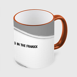 Кружка 3D Darling in the FranXX glitch на светлом фоне: надп, цвет: 3D-оранжевый кант