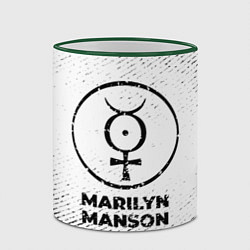 Кружка 3D Marilyn Manson с потертостями на светлом фоне, цвет: 3D-зеленый кант — фото 2