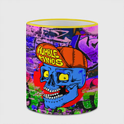 Кружка 3D Humble minds - skull - graffiti, цвет: 3D-желтый кант — фото 2