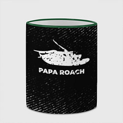 Кружка 3D Papa Roach с потертостями на темном фоне, цвет: 3D-зеленый кант — фото 2