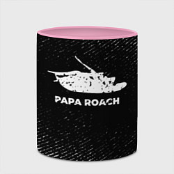 Кружка 3D Papa Roach с потертостями на темном фоне, цвет: 3D-белый + розовый — фото 2