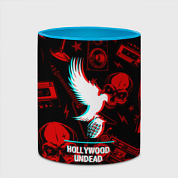 Кружка 3D Hollywood Undead rock glitch, цвет: 3D-белый + небесно-голубой — фото 2