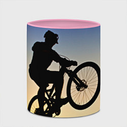 Кружка 3D Прыжок велосипедиста, цвет: 3D-белый + розовый — фото 2