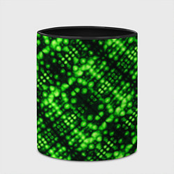 Кружка 3D Зеленые точечные ромбы, цвет: 3D-белый + черный — фото 2