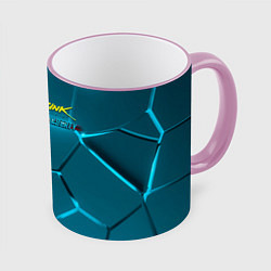 Кружка 3D Cyberpunk 2077 phantom liberty blue logo, цвет: 3D-розовый кант