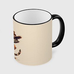 Кружка 3D Котенок в майке с фотоаппаратом, цвет: 3D-черный кант