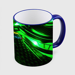 Кружка 3D Cyberpunk 2077 phantom liberty neon green, цвет: 3D-синий кант