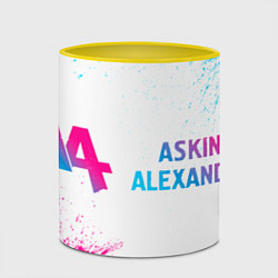 Кружка 3D Asking Alexandria neon gradient style: надпись и с, цвет: 3D-белый + желтый — фото 2