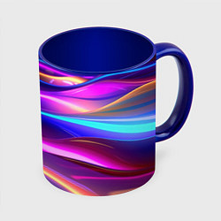 Кружка 3D Неоновые волны, цвет: 3D-белый + синий