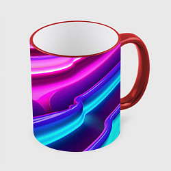 Кружка 3D Неоновые объемные полосы, цвет: 3D-красный кант