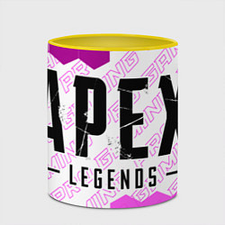 Кружка 3D Apex Legends pro gaming: надпись и символ, цвет: 3D-белый + желтый — фото 2