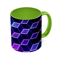 Кружка цветная Неоновые кубы иллюзия