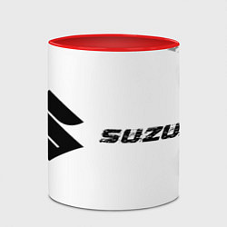 Кружка 3D Suzuki speed на светлом фоне со следами шин: надпи, цвет: 3D-белый + красный — фото 2