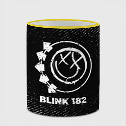 Кружка 3D Blink 182 с потертостями на темном фоне, цвет: 3D-желтый кант — фото 2