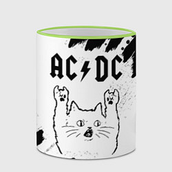 Кружка 3D AC DC рок кот на светлом фоне, цвет: 3D-светло-зеленый кант — фото 2