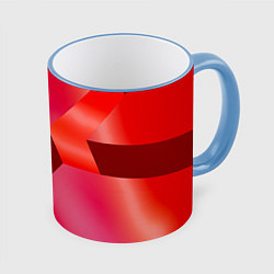 Кружка 3D Красная геометрия, цвет: 3D-небесно-голубой кант