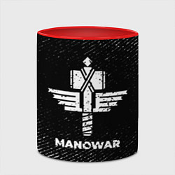 Кружка 3D Manowar с потертостями на темном фоне, цвет: 3D-белый + красный — фото 2