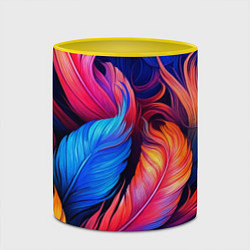 Кружка 3D Экзотические перья, цвет: 3D-белый + желтый — фото 2