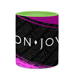 Кружка 3D Bon Jovi rock legends: надпись и символ, цвет: 3D-белый + светло-зеленый — фото 2