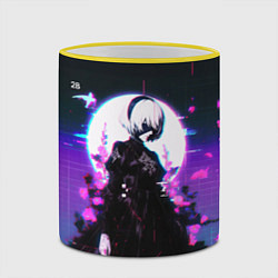 Кружка 3D Nier automata 2b neon, цвет: 3D-желтый кант — фото 2