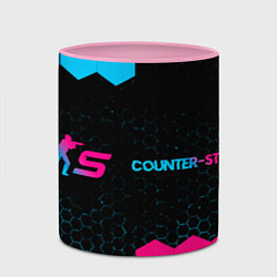 Кружка 3D Counter-Strike 2 - neon gradient: надпись и символ, цвет: 3D-белый + розовый — фото 2