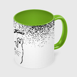 Кружка цветная Rolling Stones рок кот на светлом фоне