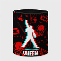 Кружка 3D Queen rock glitch, цвет: 3D-белый + черный — фото 2