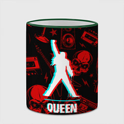Кружка 3D Queen rock glitch, цвет: 3D-зеленый кант — фото 2