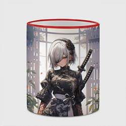 Кружка 3D Nier automata девушка с мечами, цвет: 3D-красный кант — фото 2