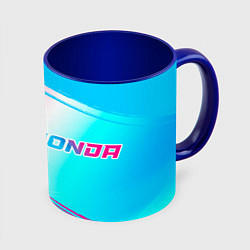 Кружка 3D Honda neon gradient style: надпись и символ, цвет: 3D-белый + синий